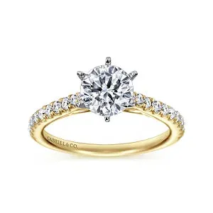 14K White-Yellow Gold Round Diamond Engagement Ring- Sarah