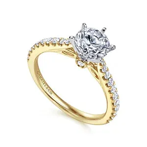 14K White-Yellow Gold Round Diamond Engagement Ring- Sarah