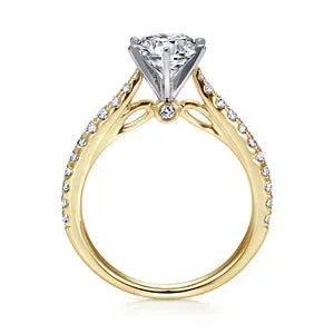 14K White-Yellow Gold Round Diamond Engagement Ring- Sarah