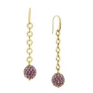 1928 Jewelry Amethyst Purple Crystal Linear Fireball Earrings