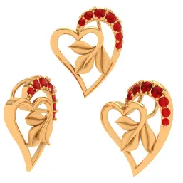 22k Floral Motif Heart Themed Modern Design Gold Pendant