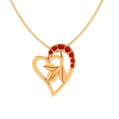 22k Floral Motif Heart Themed Modern Design Gold Pendant