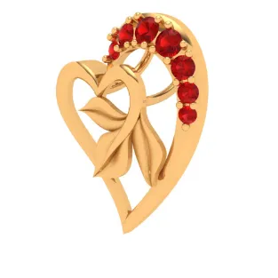 22k Floral Motif Heart Themed Modern Design Gold Pendant