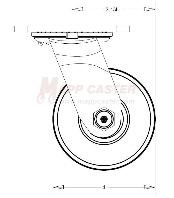 4" x 2" Red Polyurethane on Iron Wheel Swivel Caster - 800 Lbs Capacity