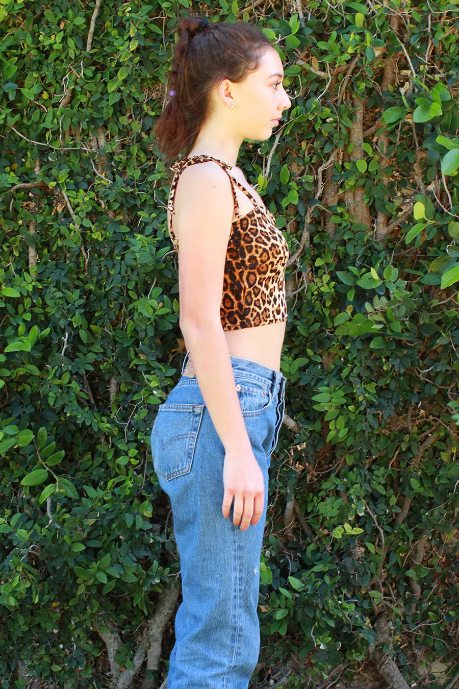 Adjustable Ribbon Top - Stretchy Fit Leopard Print