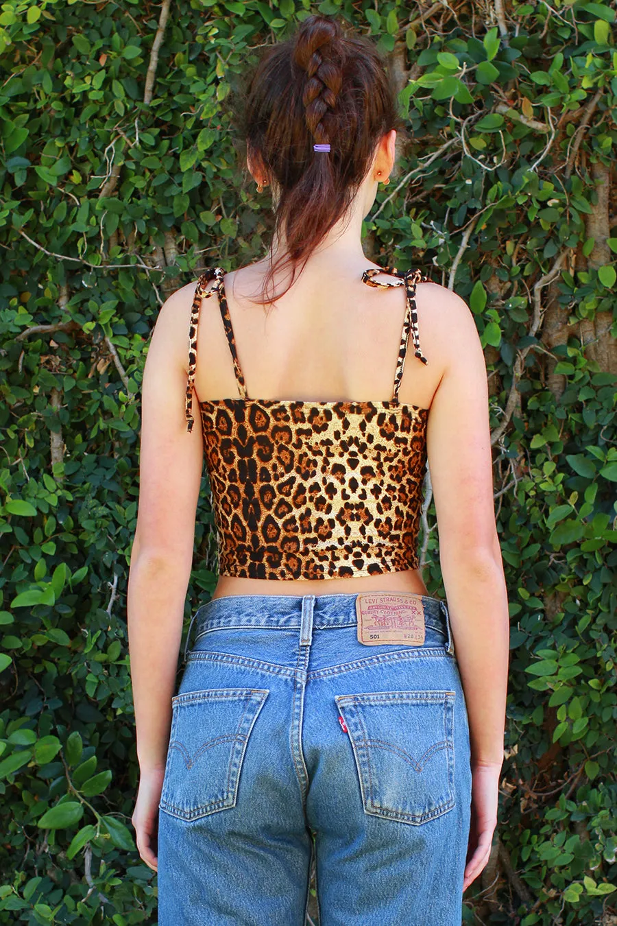 Adjustable Ribbon Top - Stretchy Fit Leopard Print