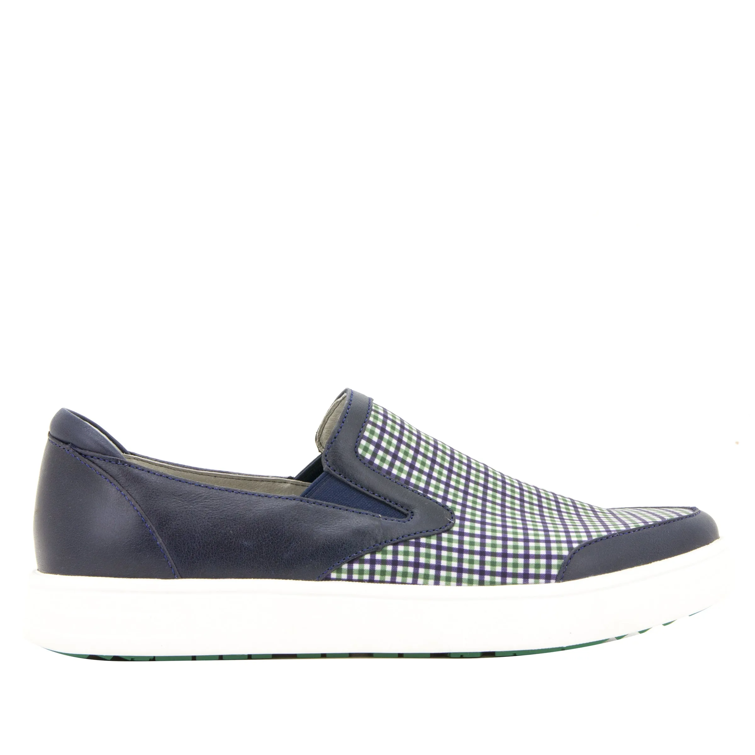 Alegria Men's Bender Navy Plaid Shoe