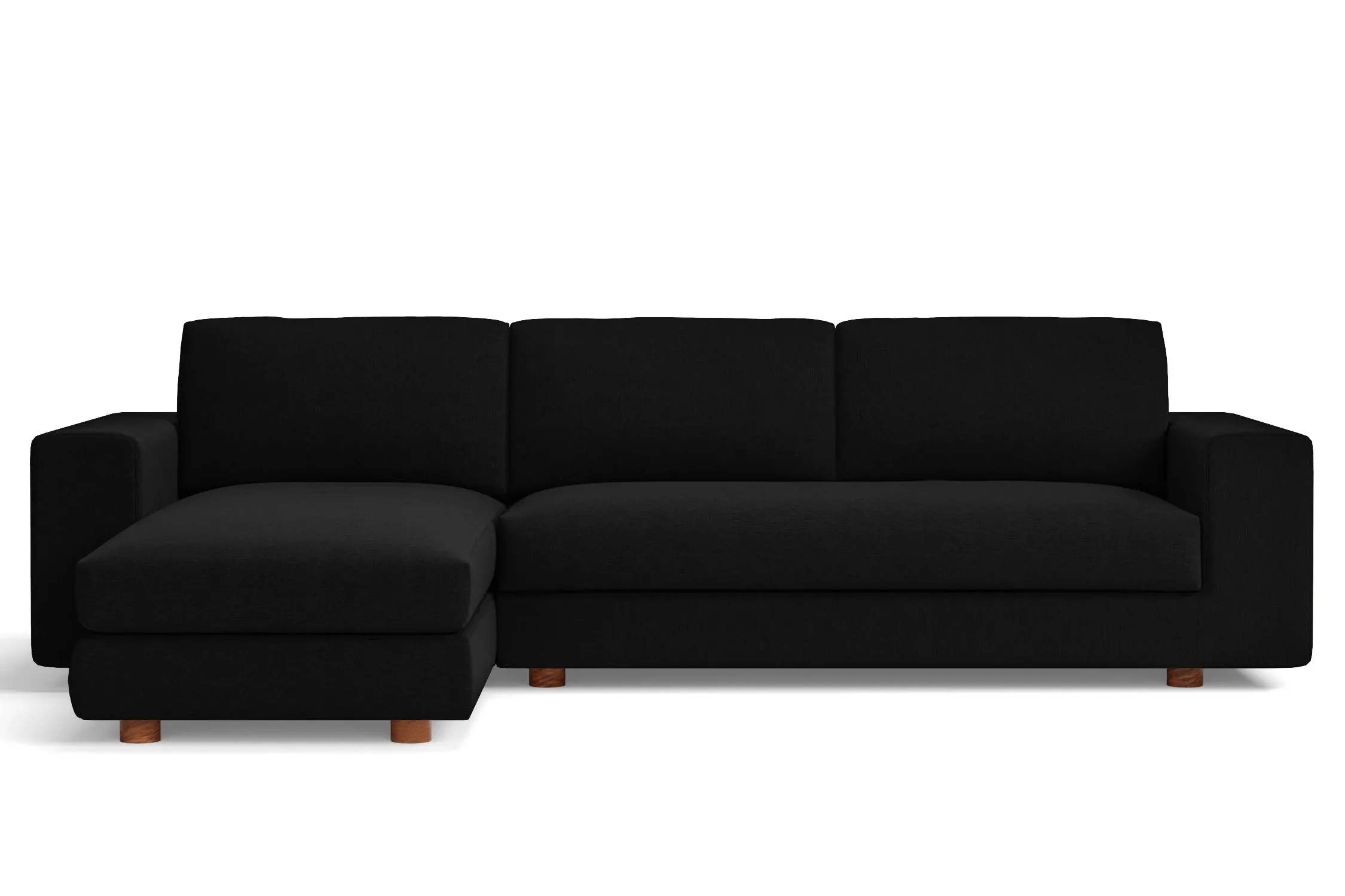 Arezzo 4 Seater Left Hand Facing Chaise Lounge Corner Sofa Black Linen Fabric