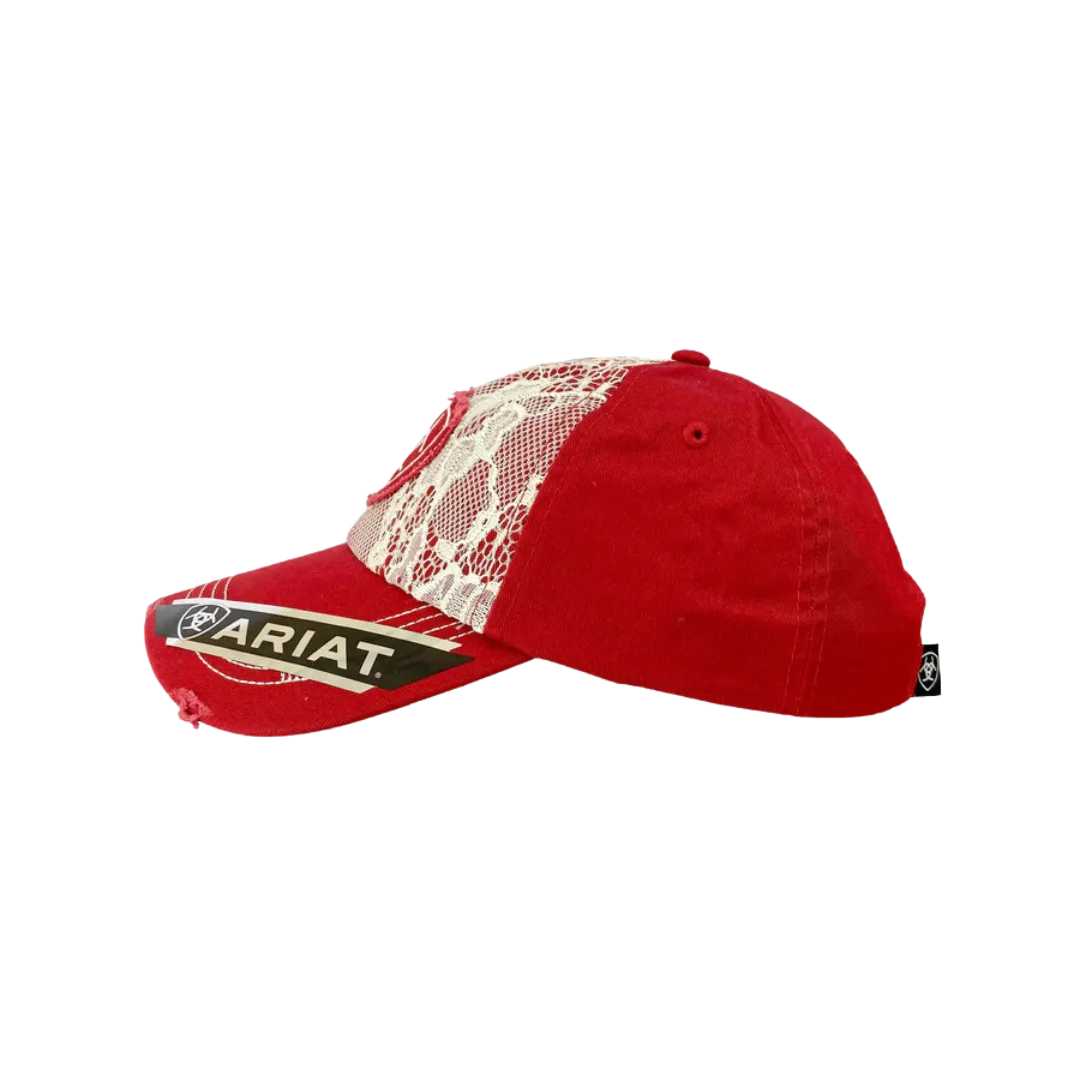 Ariat M&F Women's Red Lace Overlay Embroidered Logo Cap