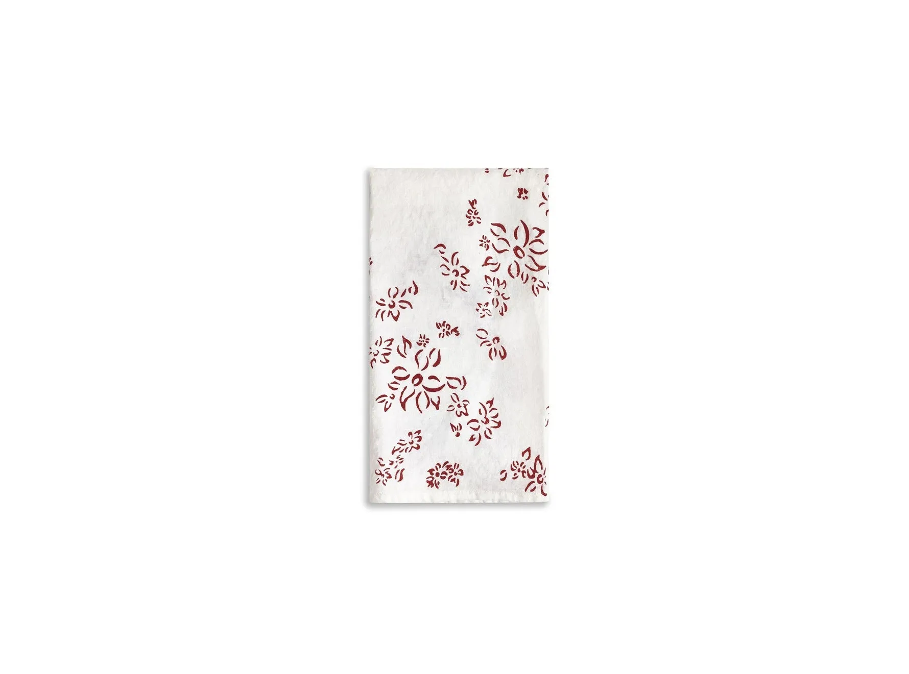 Bernadette's Hand Stamped Falling Flower Linen Tea Towel in Claret Red, 55x70cm