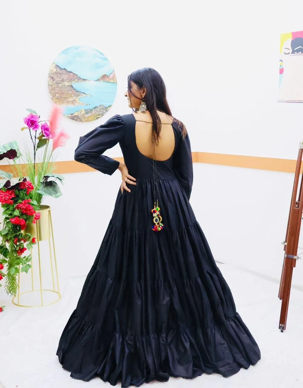 Black Designer Gown for Navaratri Celebrations