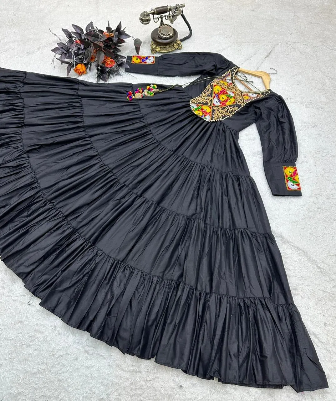 Black Designer Gown for Navaratri Celebrations