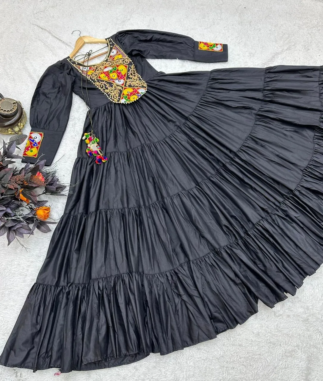 Black Designer Gown for Navaratri Celebrations