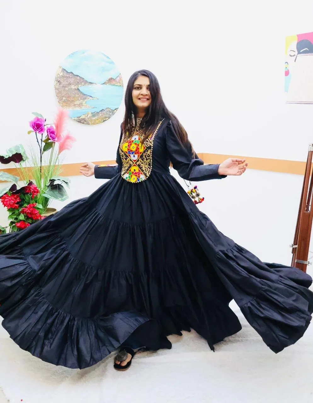 Black Designer Gown for Navaratri Celebrations