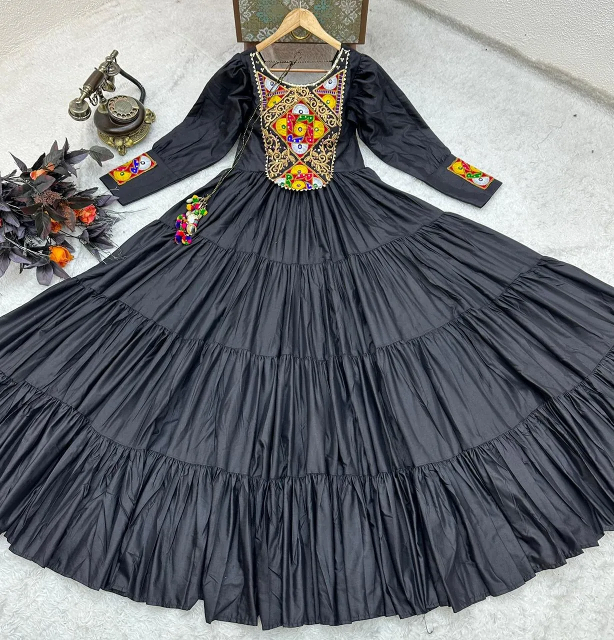 Black Designer Gown for Navaratri Celebrations