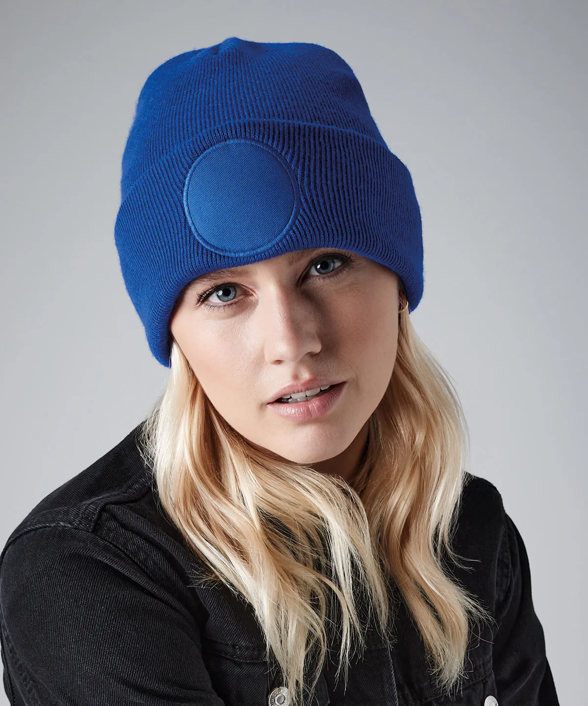 Bottle Green - Circular patch beanie