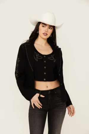 Burbank Embroidered and Studded Super Stretch Blazer