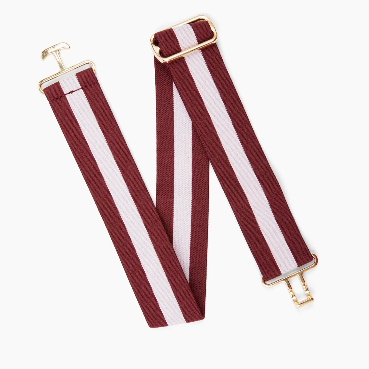 Burgundy and Blush Striped Stretch Belt