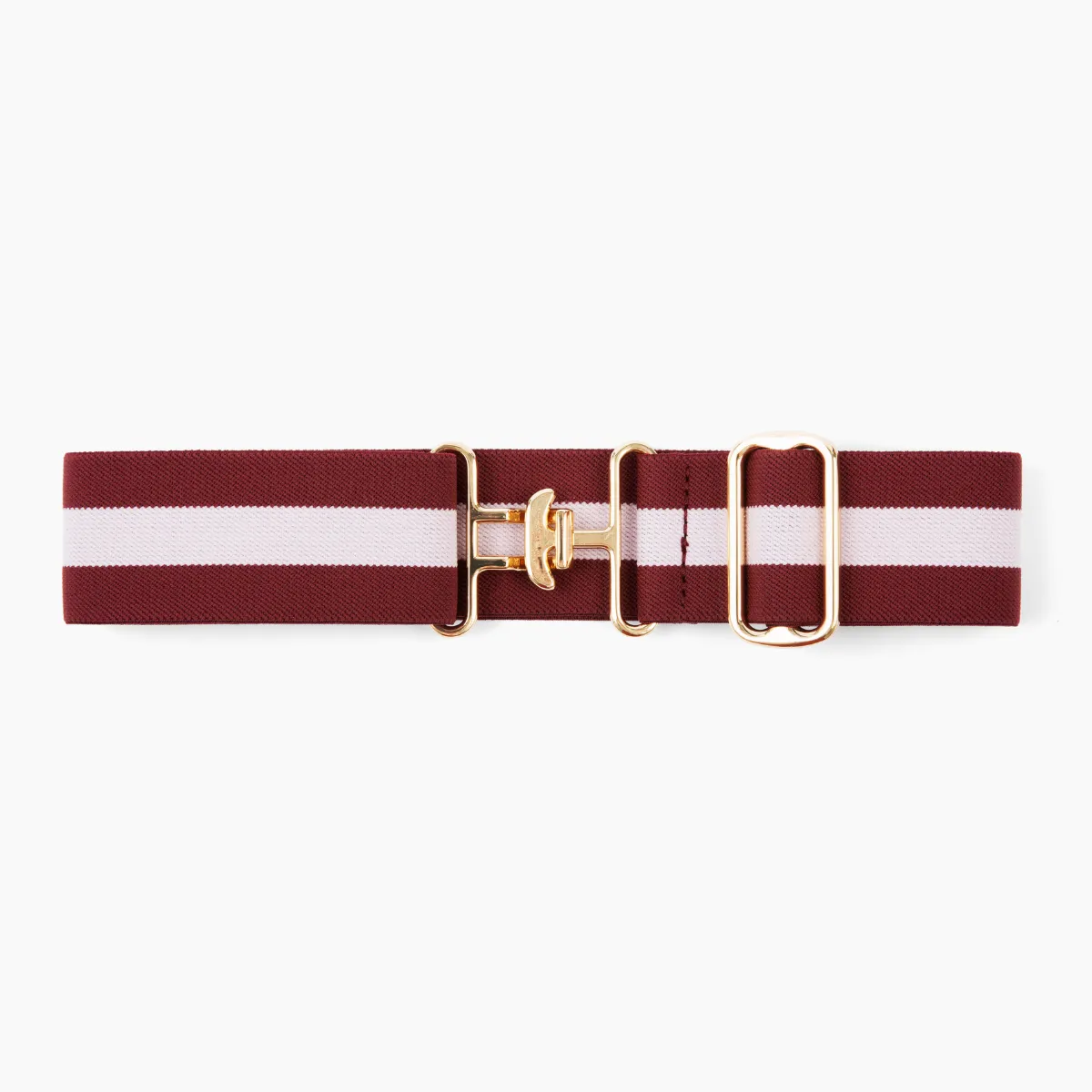 Burgundy and Blush Striped Stretch Belt