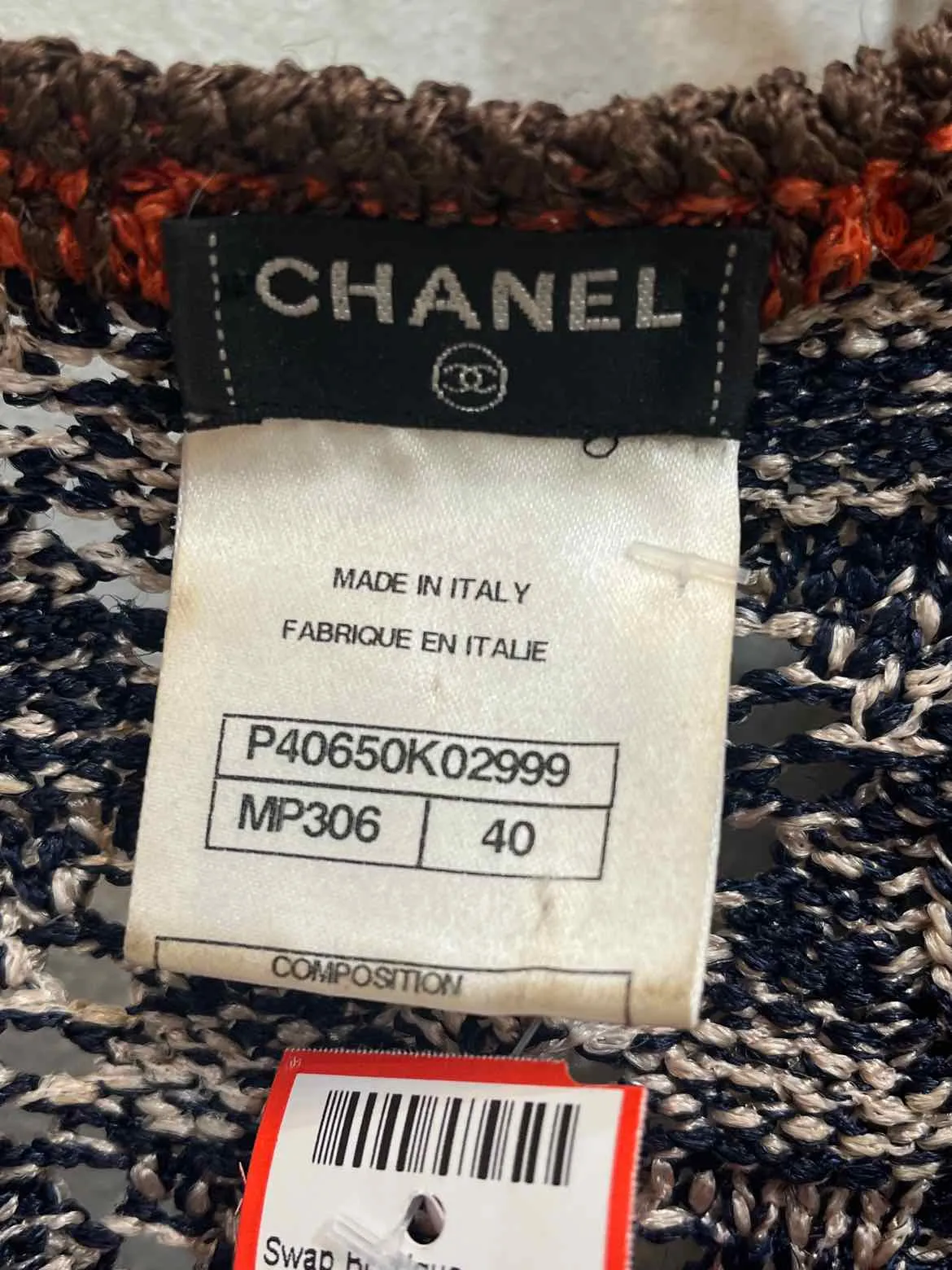 Chanel Navy and Orange Size 40 Dress