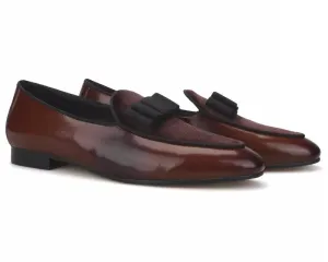 Chocolate Ribbon Tassel Patent Leather Loafers