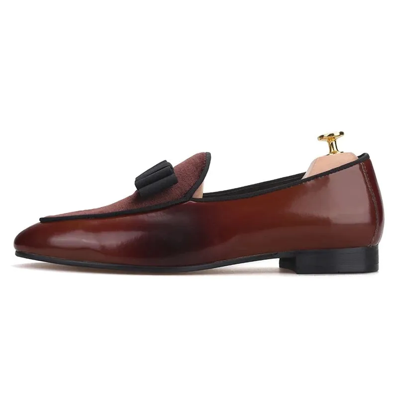 Chocolate Ribbon Tassel Patent Leather Loafers