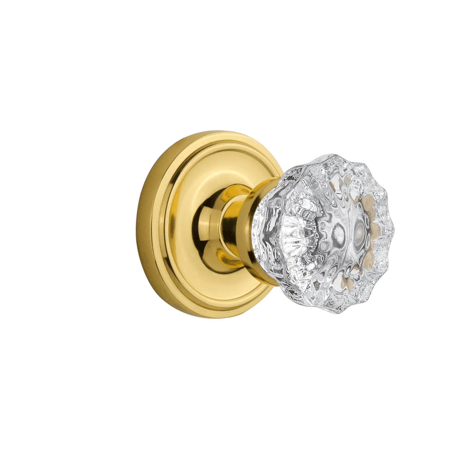 Classic Rosette with Crystal Knob in Unlacquered Brass