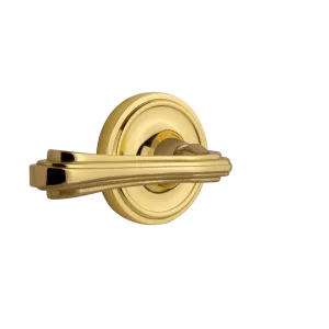 Classic Rosette with Fleur Lever in Polished Brass