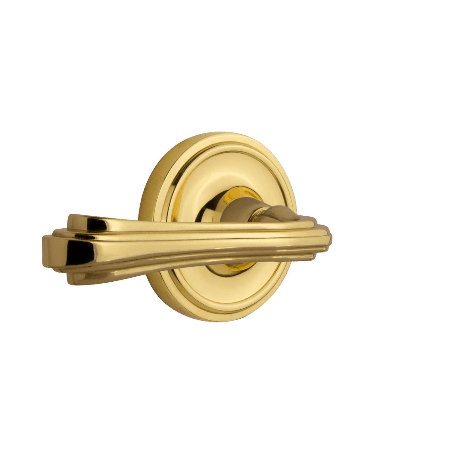 Classic Rosette with Fleur Lever in Polished Brass