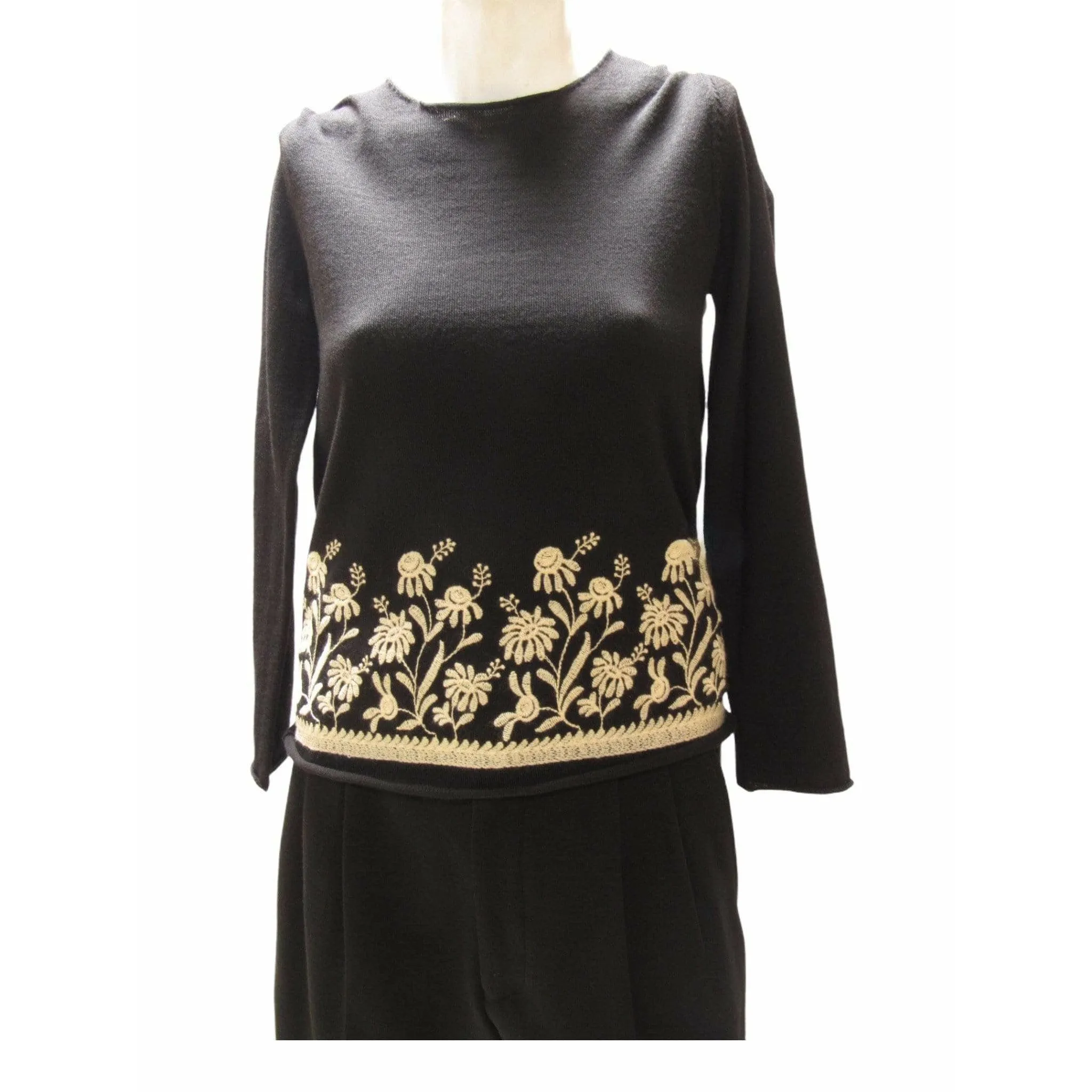 Comme des Garçons Floral Embroidered Knit Top