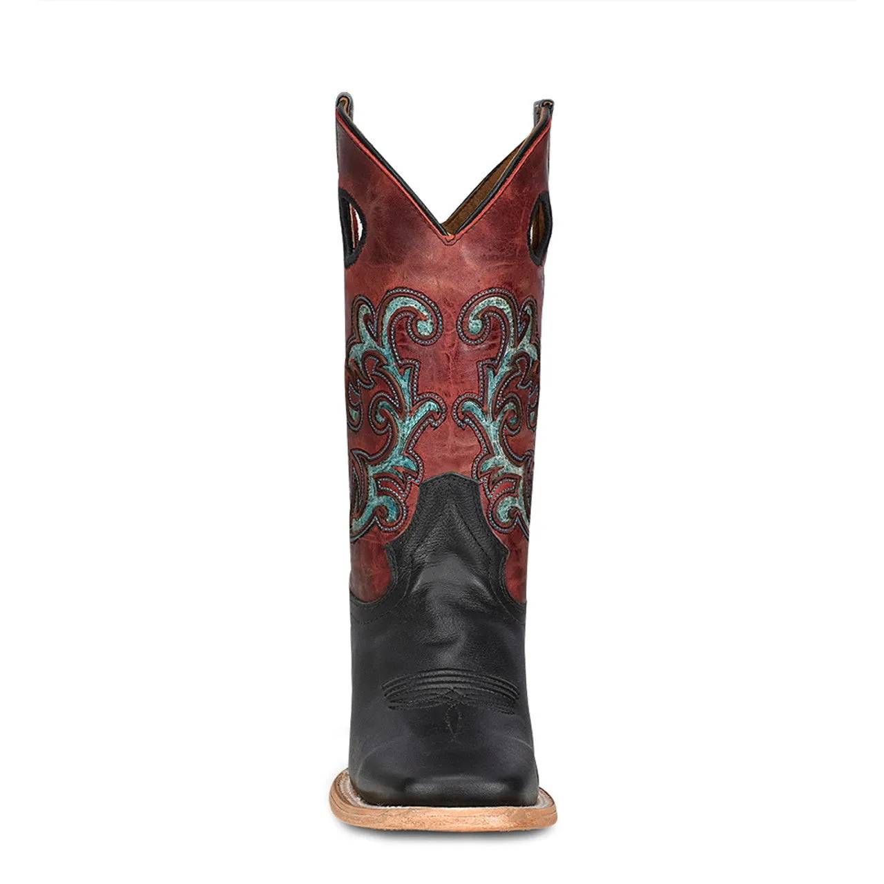 Corral Circle G Women's Black Red With Turquoise Inlay All Leather Cowgirl Boot L5909