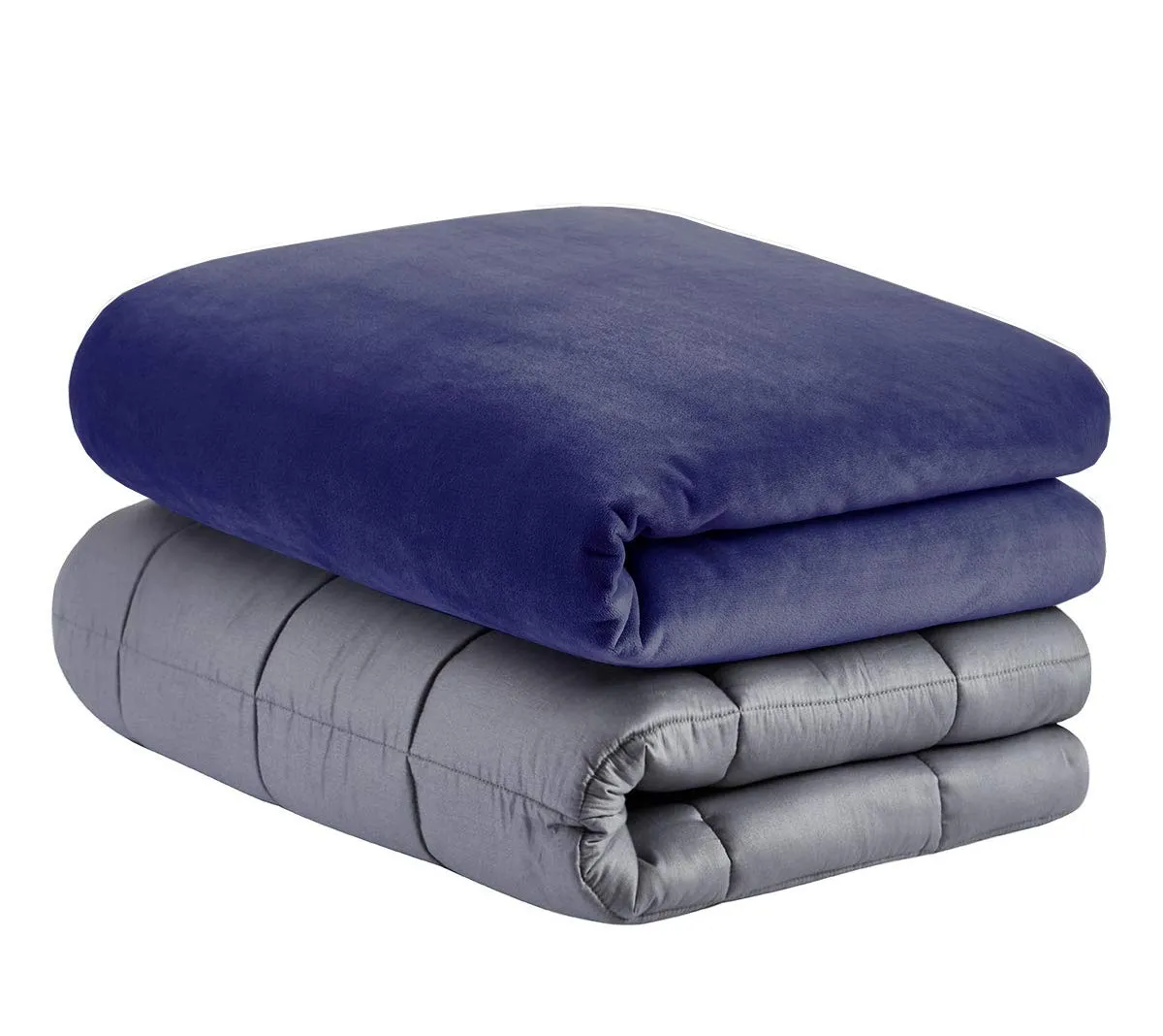 Cottington Lane Weighted Blanket for a Kids - Queen(10 Lbs Or 4.5 Kg) - Calm, Sleep Better and Relax Naturally. Queen Size_Grey Blanket   Navy Blue Cover