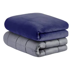 Cottington Lane Weighted Blanket for a Kids - Queen(10 Lbs Or 4.5 Kg) - Calm, Sleep Better and Relax Naturally. Queen Size_Grey Blanket   Navy Blue Cover