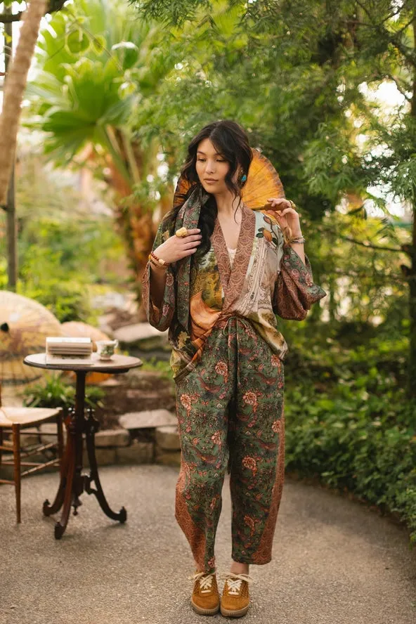 Cropped Bamboo Kimono Cardigan Secret Garden with Swan - Not included in Black Friday Sale