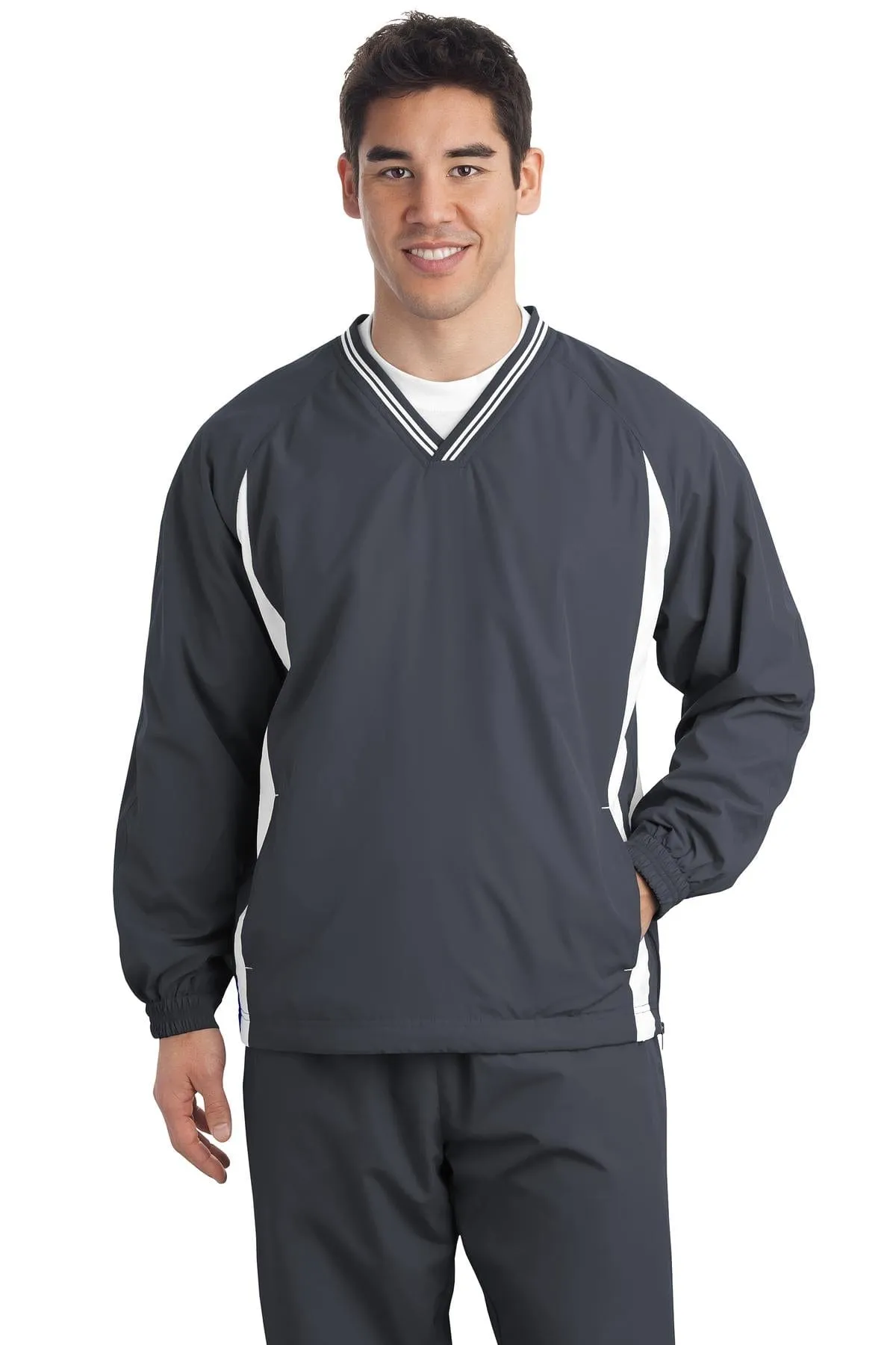 DISCONTINUED  Sport-Tek ®  Tall Tipped V-Neck Raglan Wind Shirt. TJST62