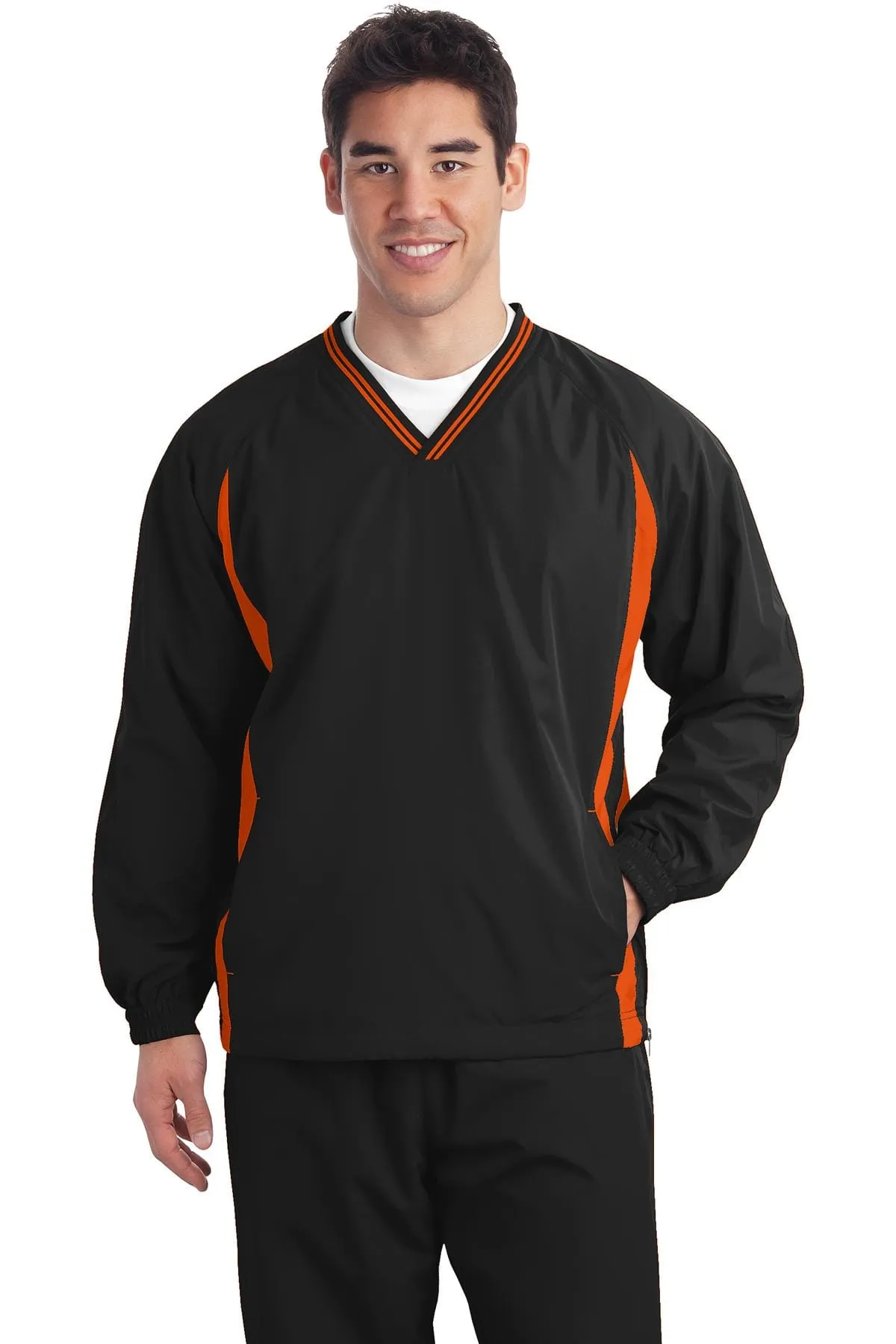 DISCONTINUED  Sport-Tek ®  Tall Tipped V-Neck Raglan Wind Shirt. TJST62