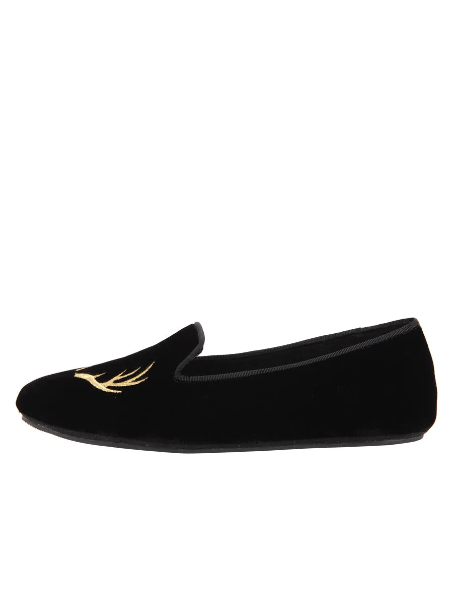 Elegant Antler Velvet Slipper