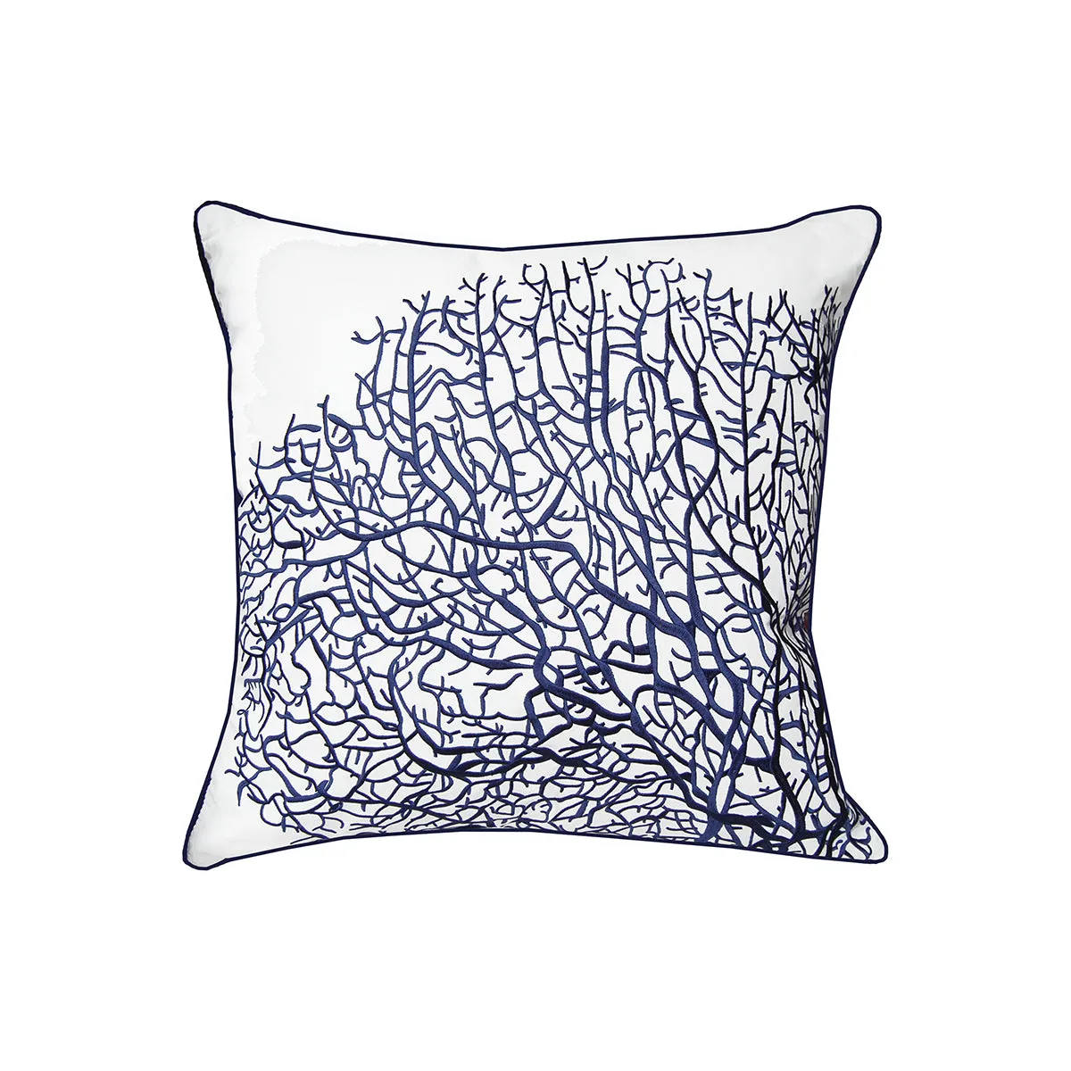 Fan Coral Navy and White Indoor Outdoor Pillow