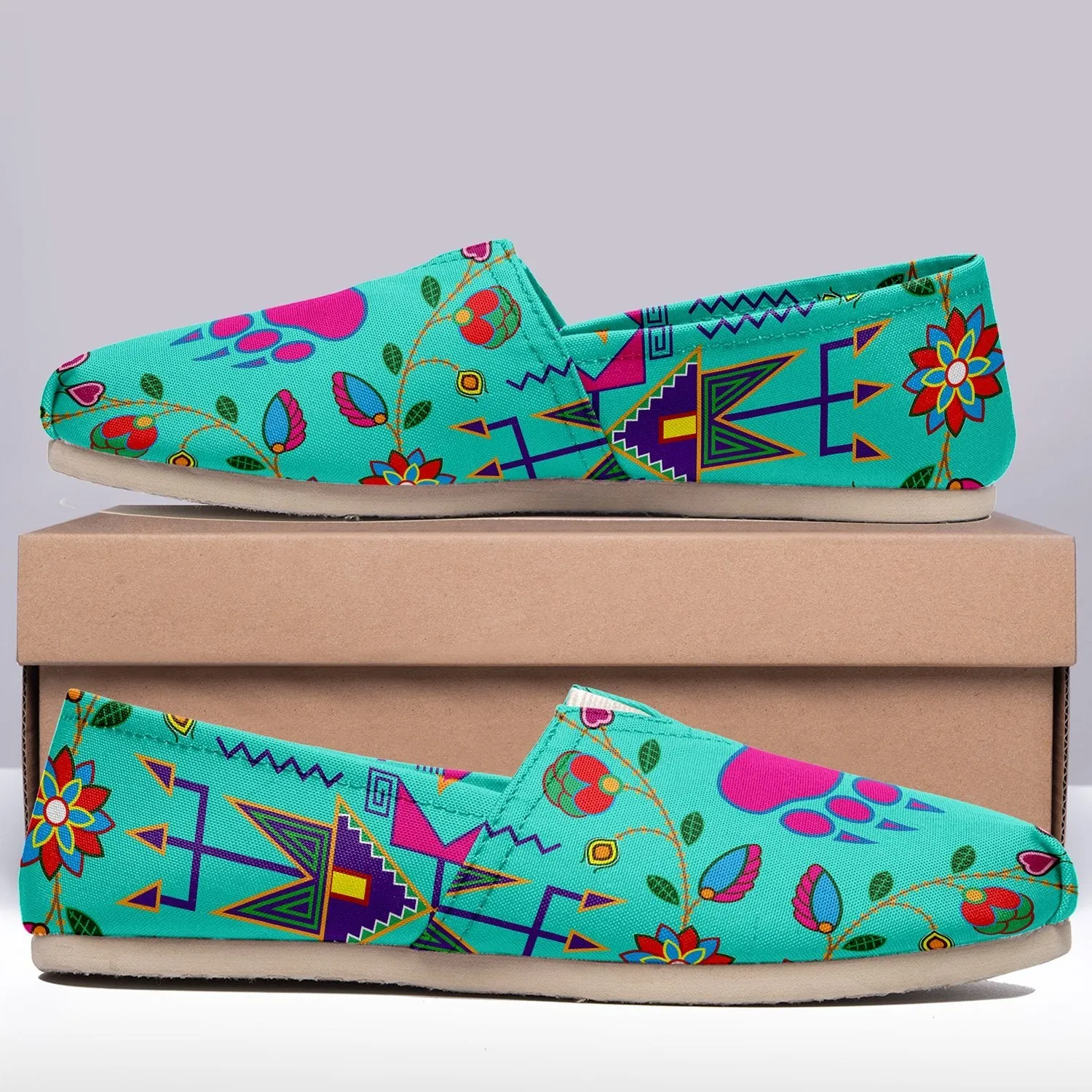 Geometric Floral Fall Sky Slip On