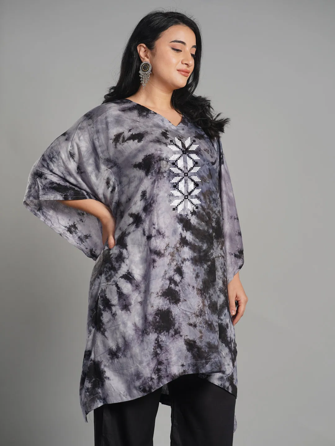 Grey Rayon TieDyeKurta - Grigio