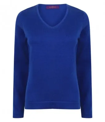 Henbury Ladies Lightweight Cotton Acrylic V Neck Sweater