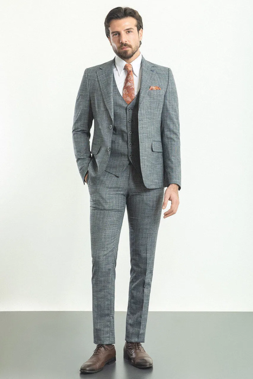 HolloMen's Navy Blue 3-Piece Suit.