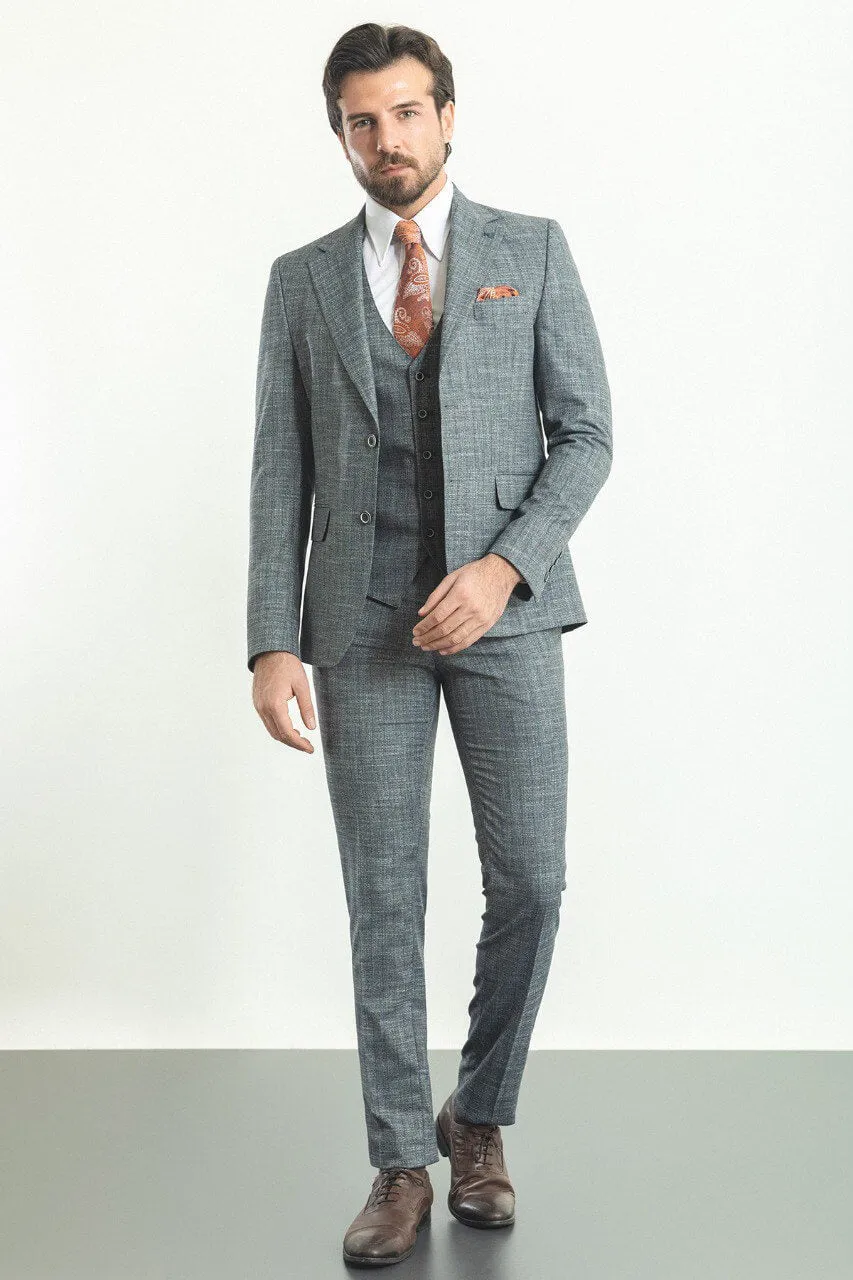 HolloMen's Navy Blue 3-Piece Suit.