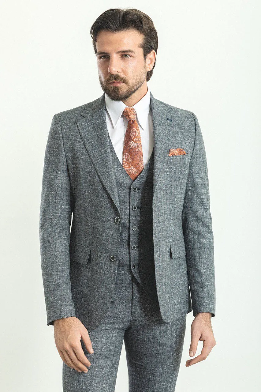 HolloMen's Navy Blue 3-Piece Suit.