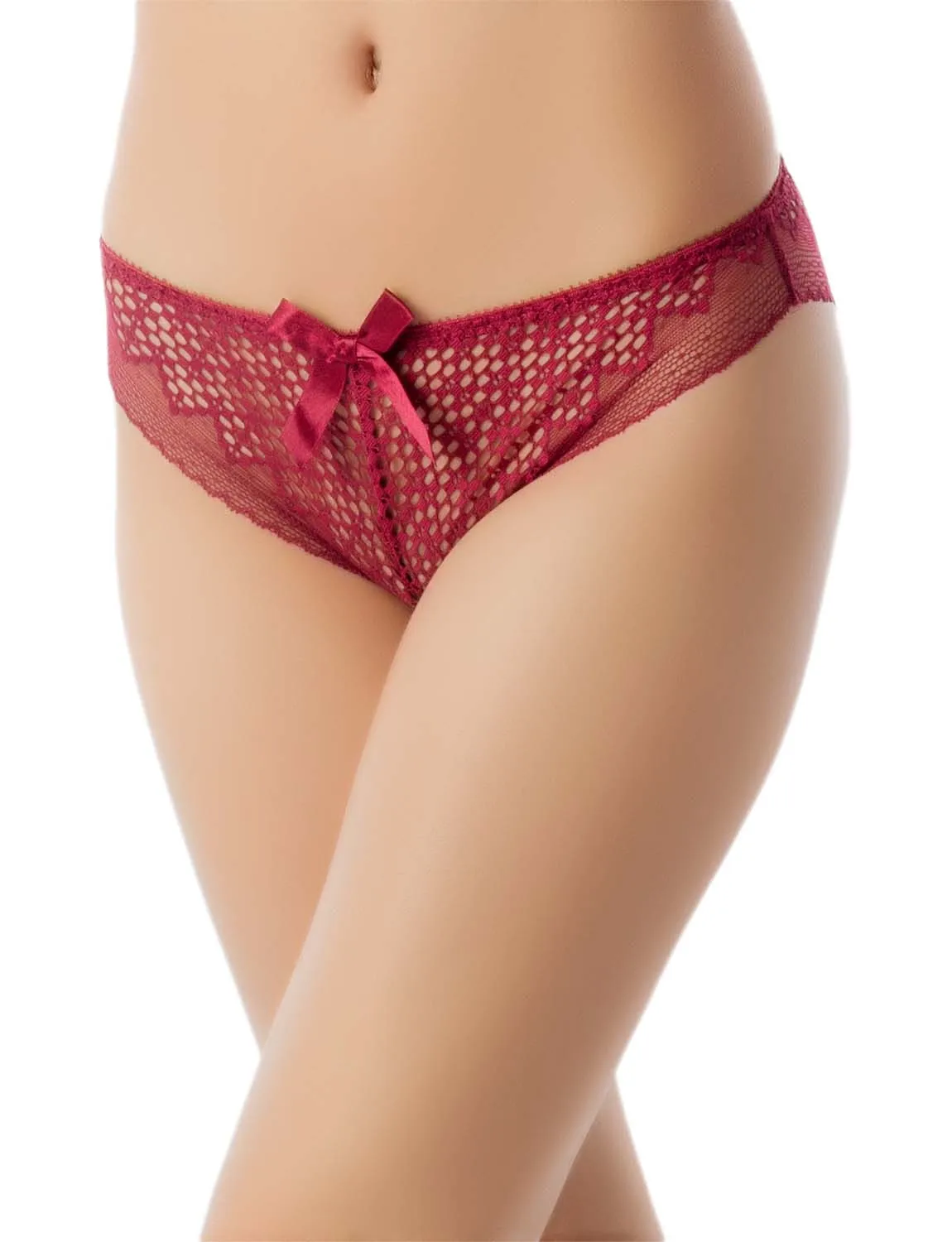 iB-iP Women's Knicker See-through Sheer Lace Cotton Comfort Low Rise Brief Panties