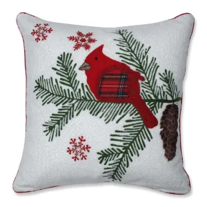 Indoor Christmas Cardinal and Pinecone 18-inch Throw Pillow