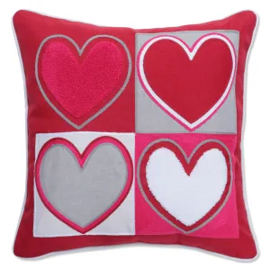 Indoor Valentines Heartfelt Hearts Red 17-inch Throw Pillow