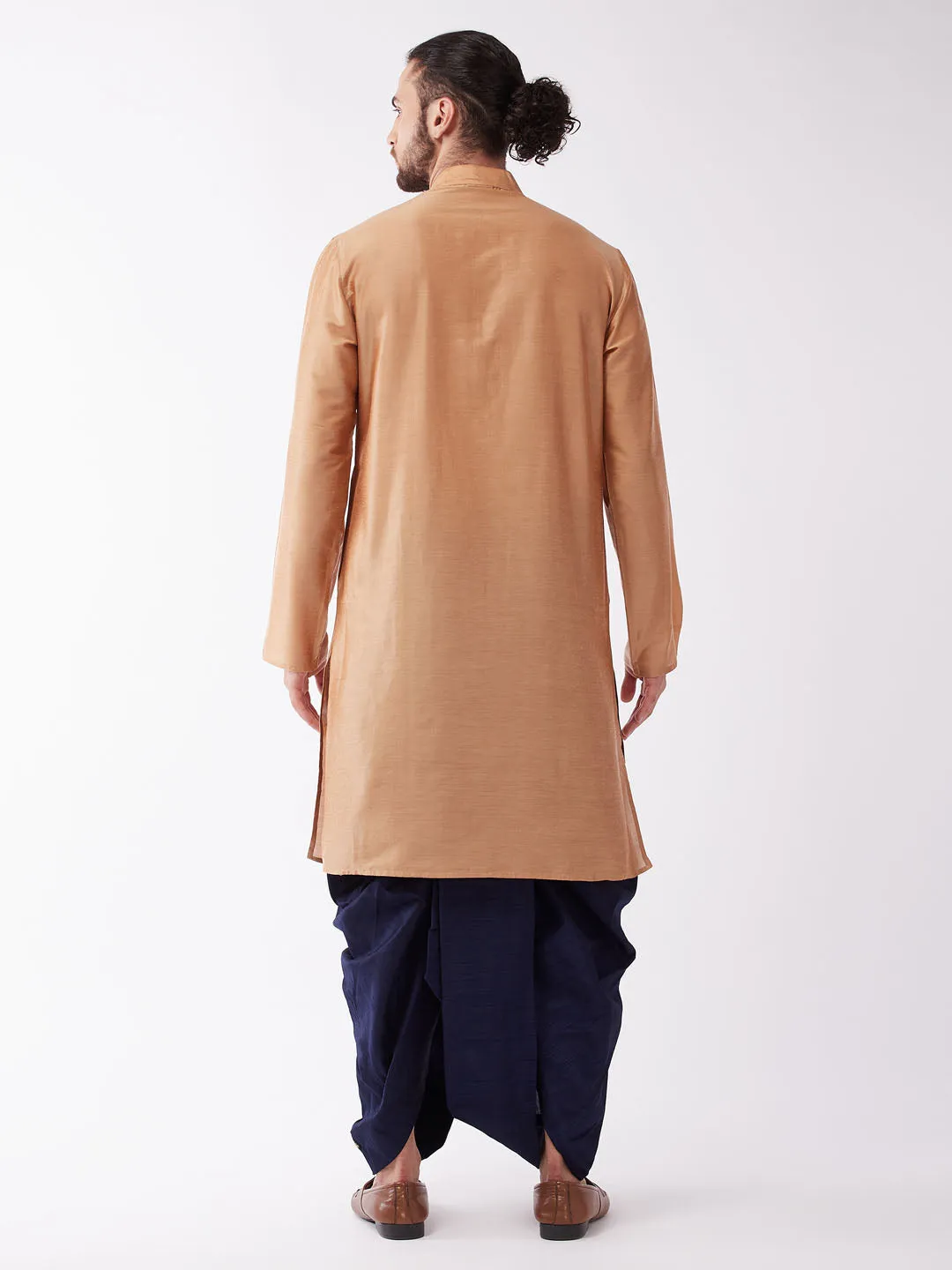 Jashvi Men Rose Gold Kurta with Dhoti Pants