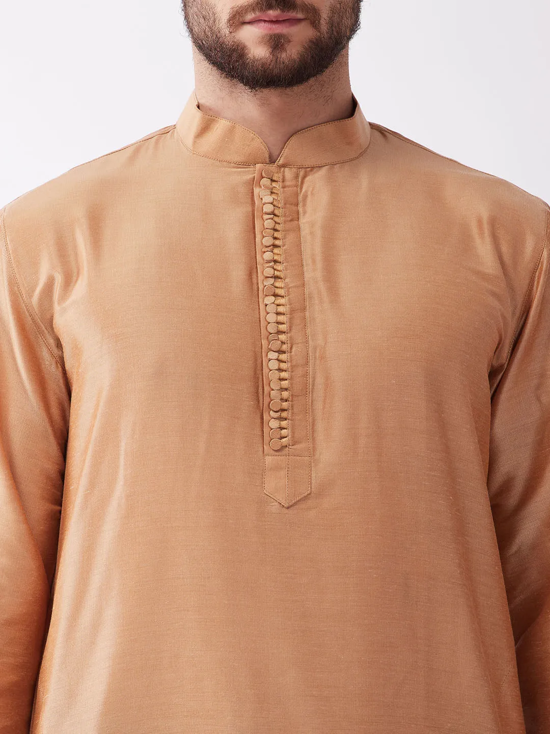 Jashvi Men Rose Gold Kurta with Dhoti Pants