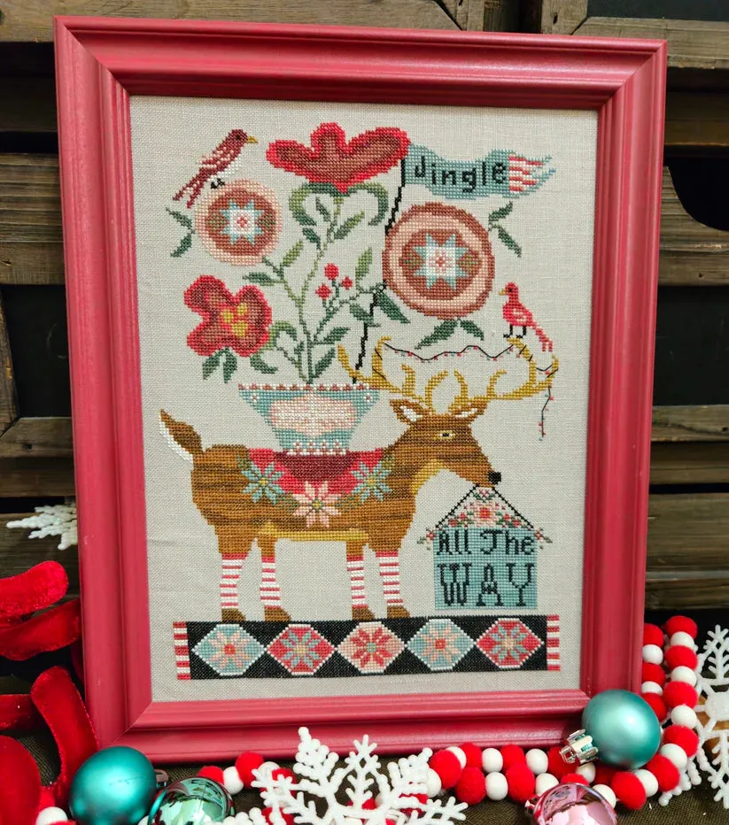 Jingle All the Way Deer - Quaint Rose NeedleArts - Cross Stitch Patterns